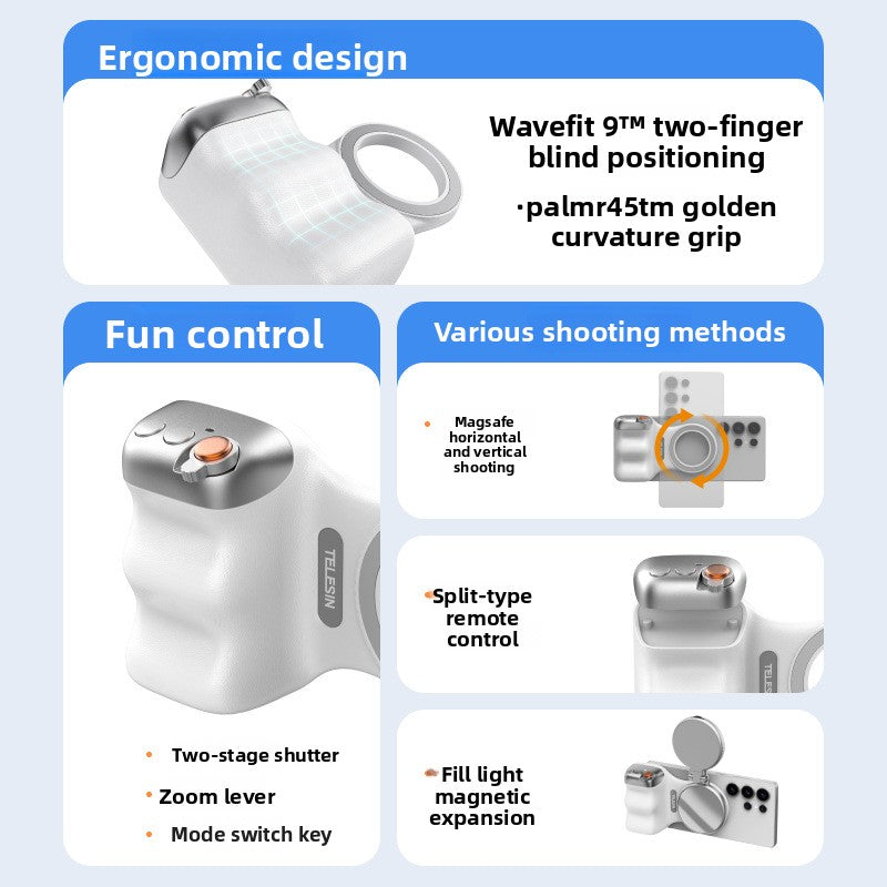 Magnetic Phone Camera Grip with Remote Control