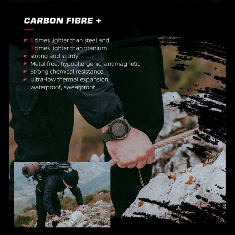 NORTH EDGE ALPS Outdoor Waterproof Men Carbon Fiber Digital Nylon Strap Smart Sports Watch, ALPS