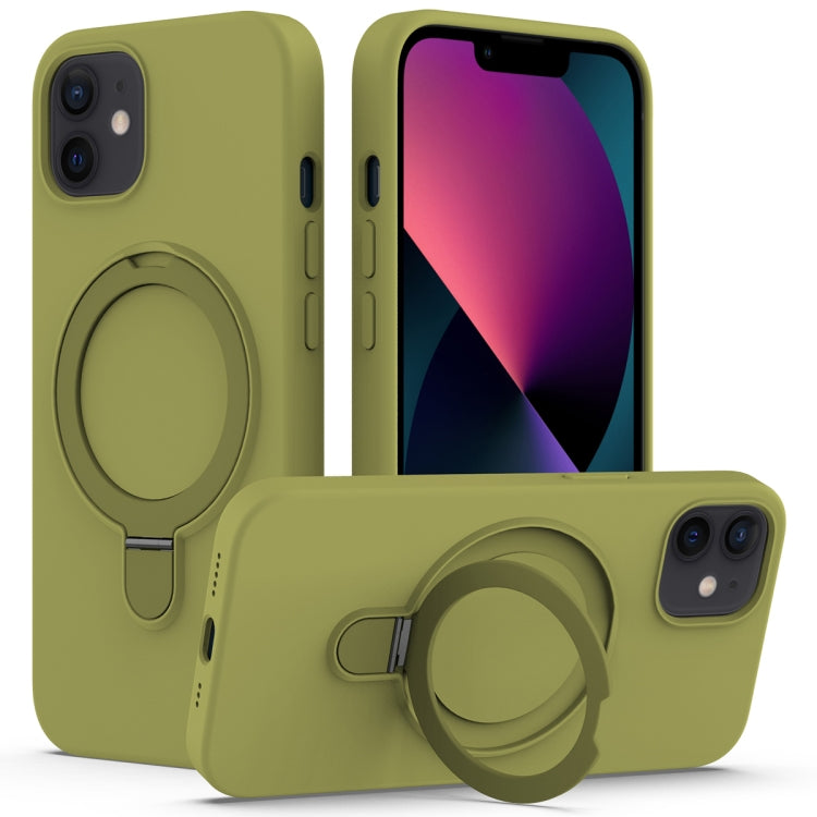 Liquid Silicone MagSafe Magnetic Phone Case with Ring Holder, For iPhone 13 Pro Max, For iPhone 13 Pro, For iPhone 13, For iPhone 12