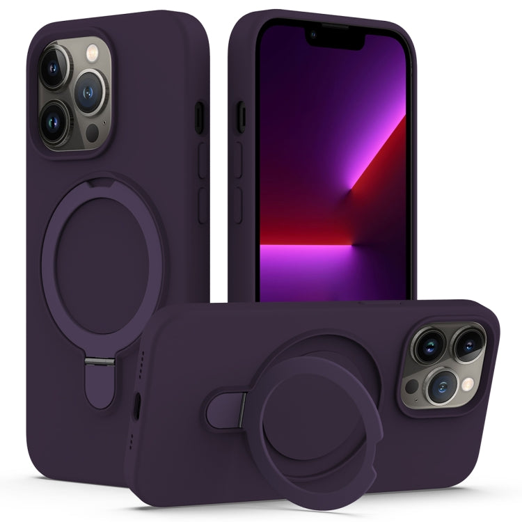 Liquid Silicone MagSafe Magnetic Phone Case with Ring Holder, For iPhone 14 Plus, For iPhone 14, For iPhone 14 Pro, For iPhone 14 Pro Max