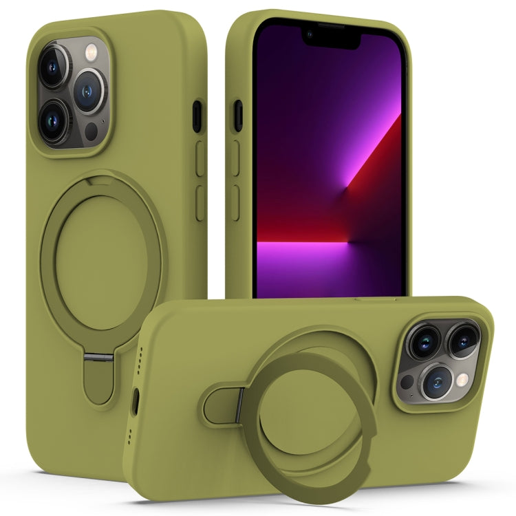 Liquid Silicone MagSafe Magnetic Phone Case with Ring Holder, For iPhone 14 Plus, For iPhone 14, For iPhone 14 Pro, For iPhone 14 Pro Max