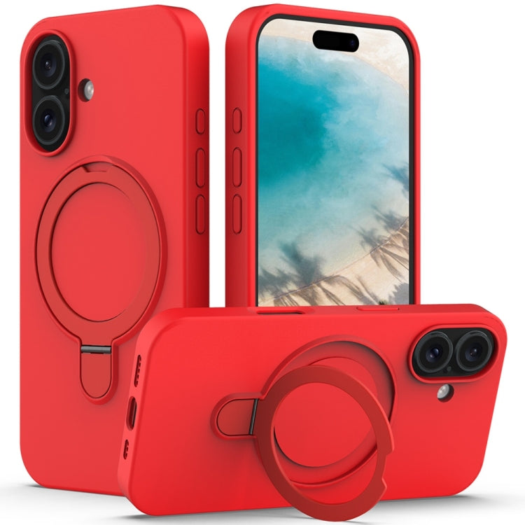 Liquid Silicone MagSafe Magnetic Phone Case with Ring Holder, For iPhone 16 Pro Max, For iPhone 16 Pro, For iPhone 16 Plus, For iPhone 16