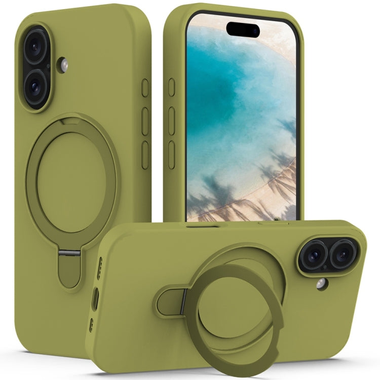 Liquid Silicone MagSafe Magnetic Phone Case with Ring Holder, For iPhone 16 Pro Max, For iPhone 16 Pro, For iPhone 16 Plus, For iPhone 16