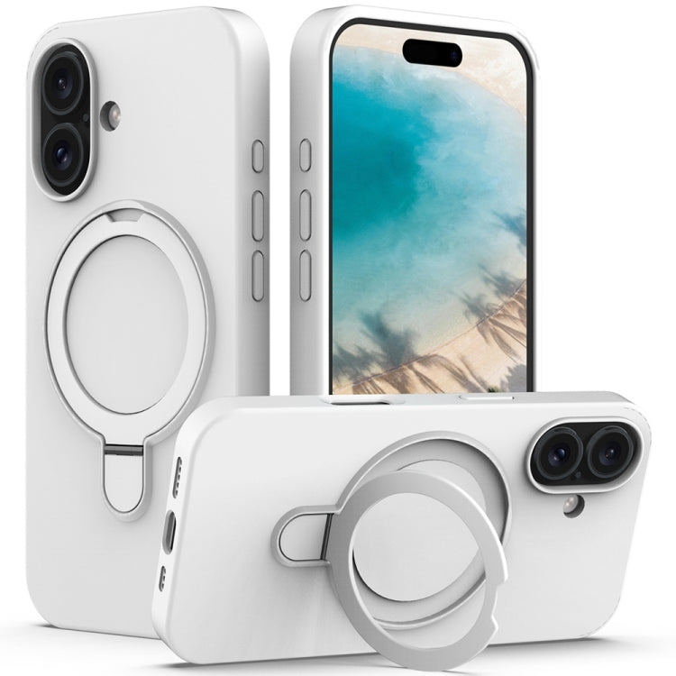 Liquid Silicone MagSafe Magnetic Phone Case with Ring Holder, For iPhone 16 Pro Max, For iPhone 16 Pro, For iPhone 16 Plus, For iPhone 16