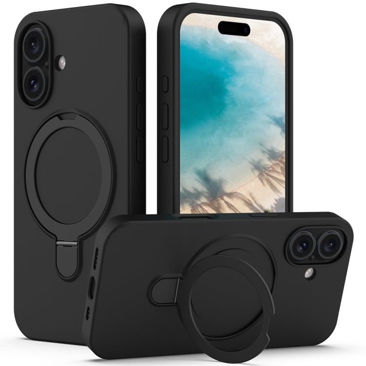 Liquid Silicone MagSafe Magnetic Phone Case with Ring Holder, For iPhone 16 Pro Max, For iPhone 16 Pro, For iPhone 16 Plus, For iPhone 16