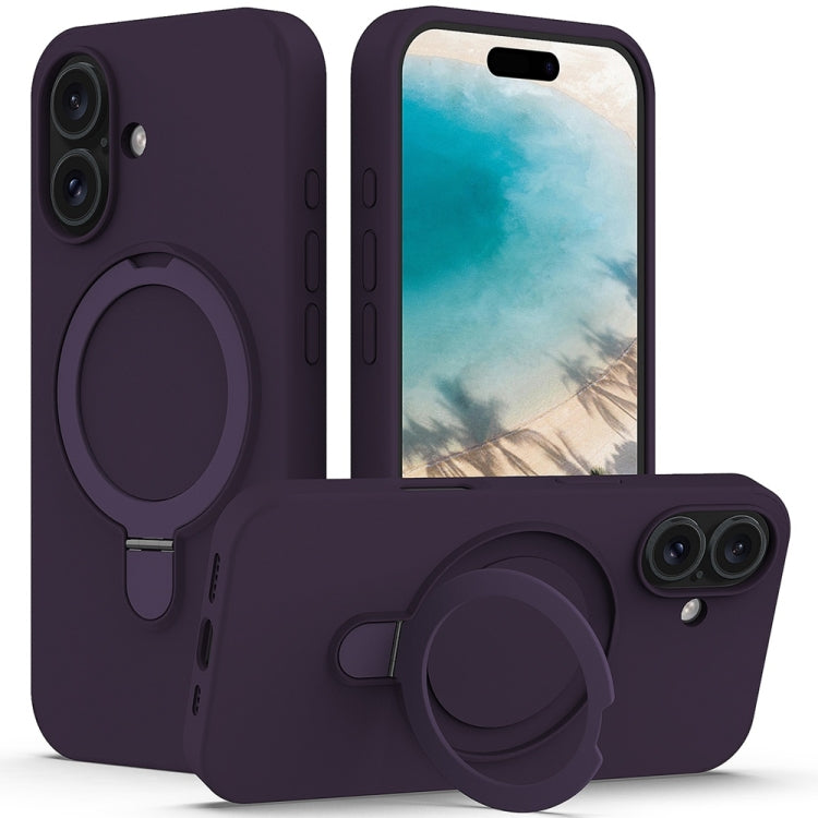 Liquid Silicone MagSafe Magnetic Phone Case with Ring Holder, For iPhone 16 Pro Max, For iPhone 16 Pro, For iPhone 16 Plus, For iPhone 16