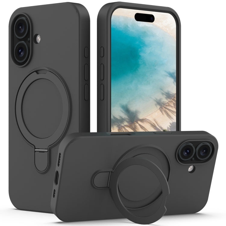 Liquid Silicone MagSafe Magnetic Phone Case with Ring Holder, For iPhone 16 Pro Max, For iPhone 16 Pro, For iPhone 16 Plus, For iPhone 16