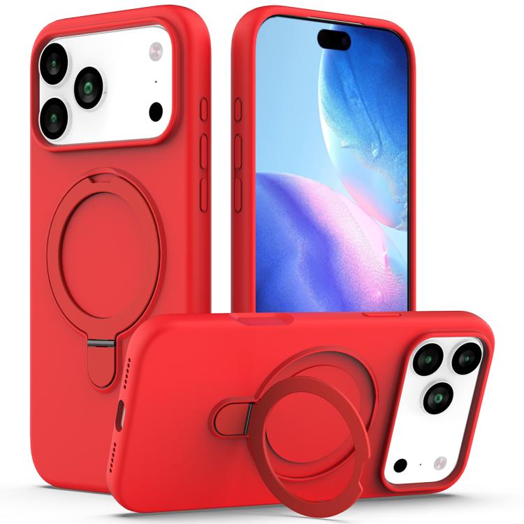 Liquid Silicone MagSafe Magnetic Phone Case with Ring Holder, For iPhone 17 Pro Max, For iPhone 17 Pro, For iPhone 17, For iPhone Air