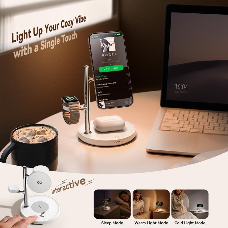 JOYROOM JR-W23 Qi2 15W 4 in 1 Magnetic Wireless Charger With Night Light, JR-W23