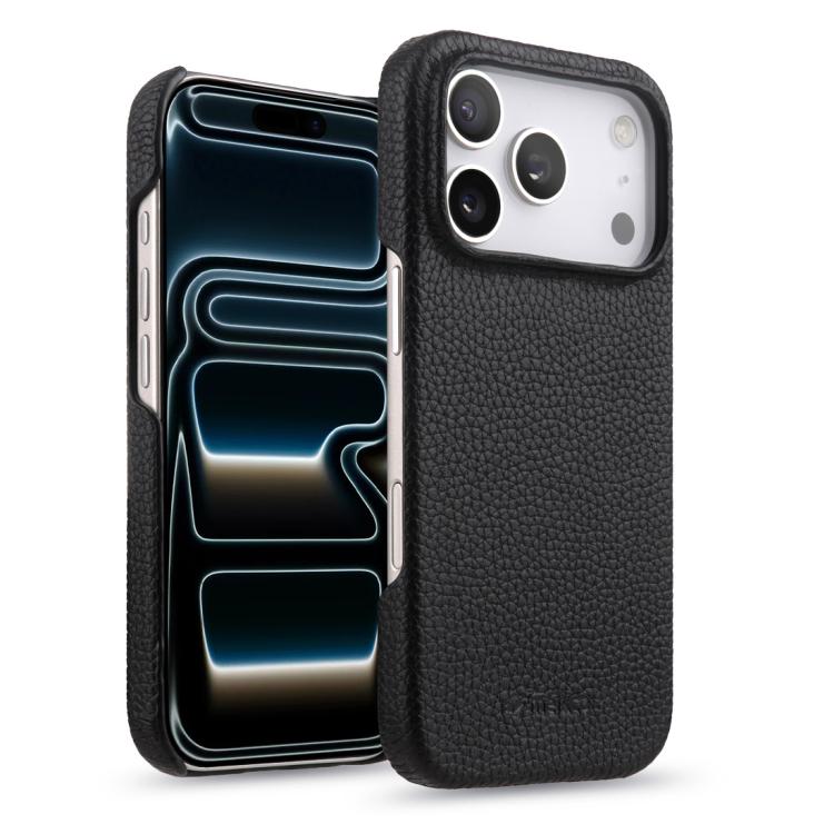 melkco Litchi Texture Magnetic Half Coverage Genuine Leather Phone Case, For iPhone 17e / 16e, For iPhone 17 Pro Max, For iPhone 17 Pro, For iPhone 17, For iPhone Air, For iPhone 16 Pro Max
