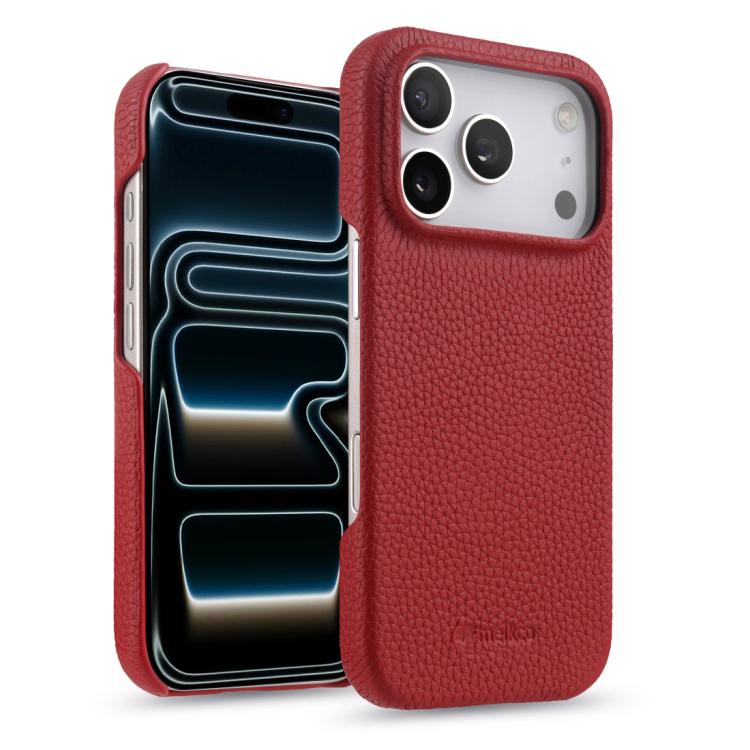 melkco Litchi Texture Magnetic Half Coverage Genuine Leather Phone Case, For iPhone 17e / 16e, For iPhone 17 Pro Max, For iPhone 17 Pro, For iPhone 17, For iPhone Air, For iPhone 16 Pro Max