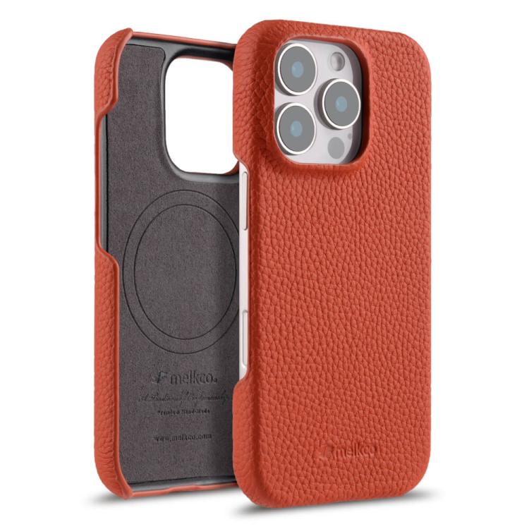 melkco Litchi Texture Magnetic Half Coverage Genuine Leather Phone Case, For iPhone 17e / 16e, For iPhone 17 Pro Max, For iPhone 17 Pro, For iPhone 17, For iPhone Air, For iPhone 16 Pro Max