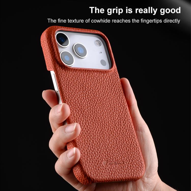 melkco Litchi Texture Magnetic Half Coverage Genuine Leather Phone Case, For iPhone 16 Pro, For iPhone 16, For iPhone 15 Pro Max, For iPhone 15 Pro, For iPhone 15, For iPhone 14