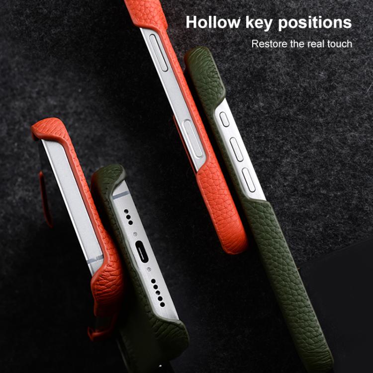 melkco Litchi Texture Magnetic Half Coverage Genuine Leather Phone Case, For iPhone 17e / 16e, For iPhone 17 Pro Max, For iPhone 17 Pro, For iPhone 17, For iPhone Air, For iPhone 16 Pro Max