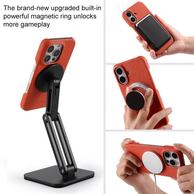 melkco Litchi Texture Magnetic Half Coverage Genuine Leather Phone Case, For iPhone 14 Pro, For iPhone 14 Pro Max