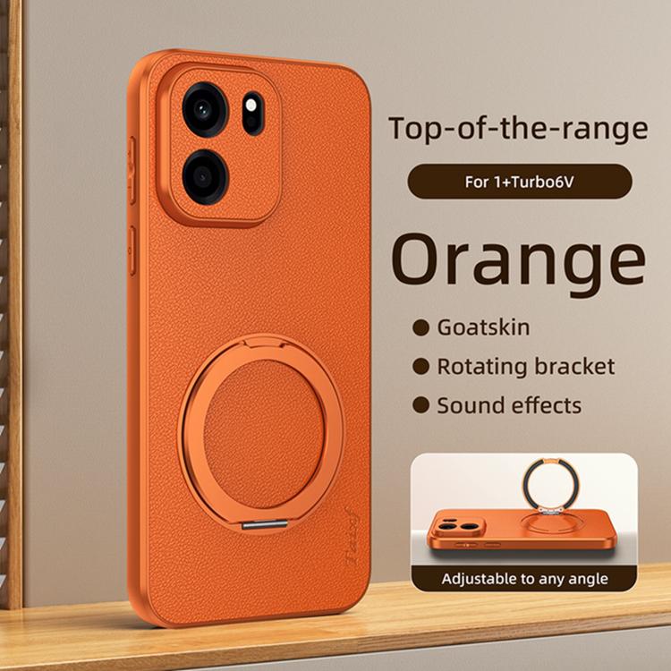 Goatskin Vegan Leather Magnetic Phone Case With 360 Degree Rotating Holder, For OnePlus Turbo 6V, For OnePlus Turbo 6, For OnePlus Ace 6, For OnePlus 15, For OnePlus Ace 5