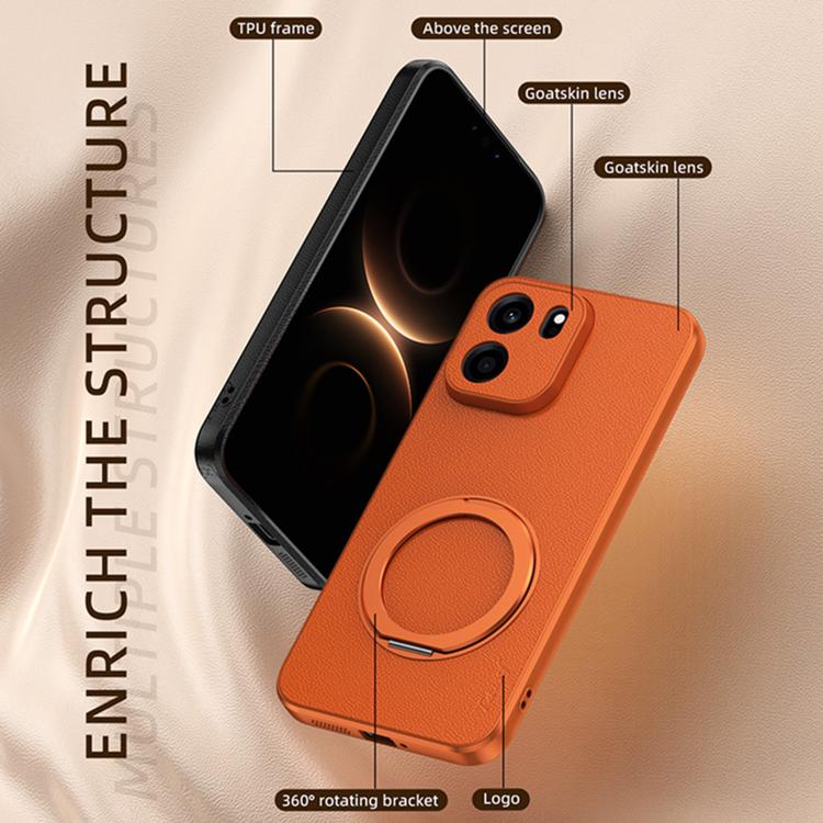 Goatskin Vegan Leather Magnetic Phone Case With 360 Degree Rotating Holder, For OnePlus Turbo 6V, For OnePlus Turbo 6, For OnePlus Ace 6, For OnePlus 15, For OnePlus Ace 5