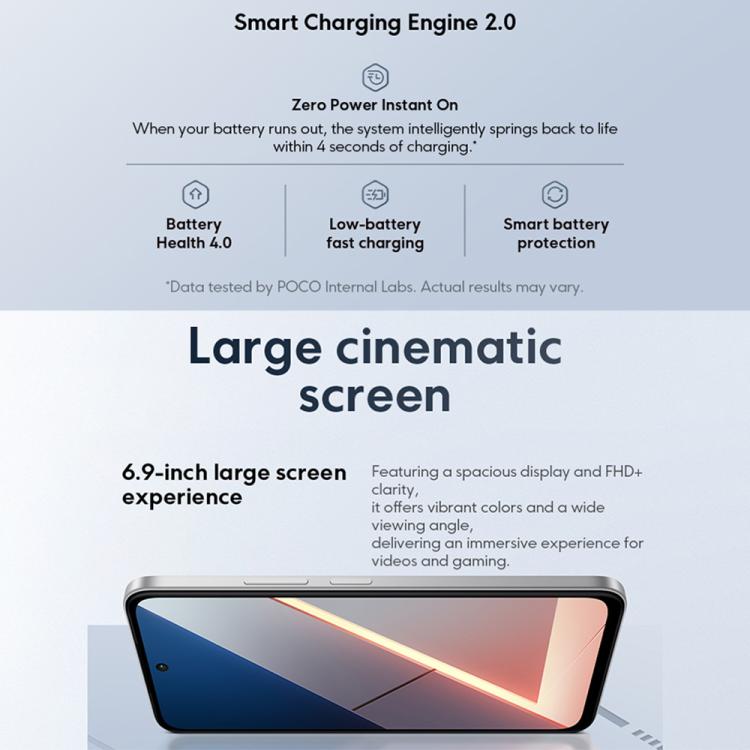 Xiaomi POCO M7 Global, 6GB+128GB, Side Fingerprint, 6.9 inch Xiaomi HyperOS 2 Snapdragon 685 4G Octa Core, NFC, Network: 4G, 6GB+128GB