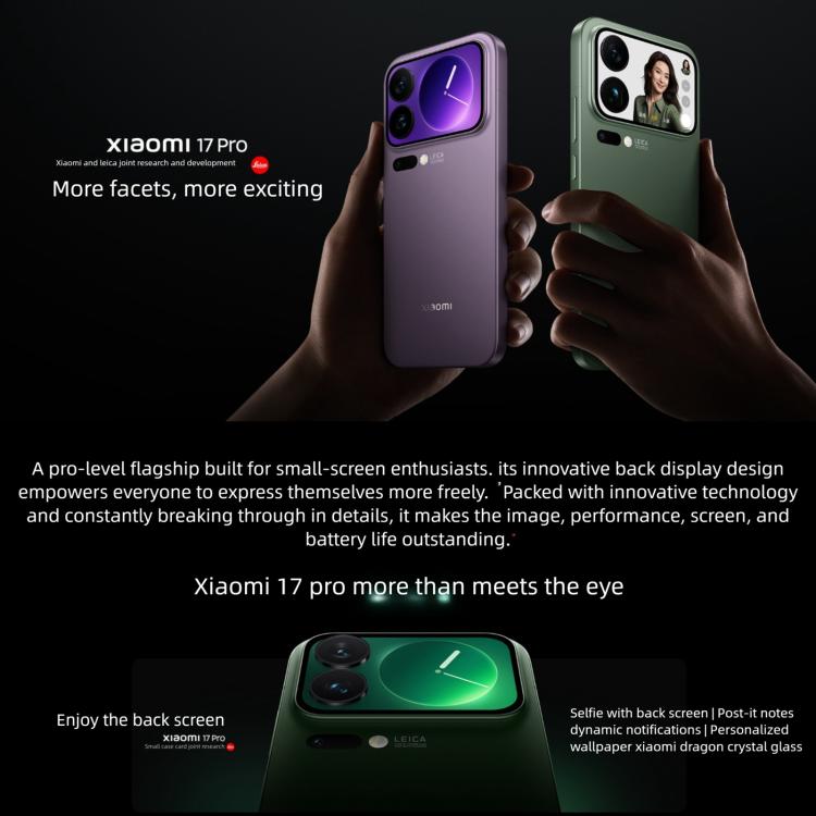 Xiaomi 17 Pro, 12GB+256GB, 3D Ultrasonic Fingerprint, 6.3 inch Xiaomi HyperOS 3 Snapdragon 8 Elite Gen 5 Octa Core, NFC, Network: 5G, 12GB+256GB