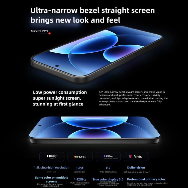 Xiaomi 17 Pro, 16GB+1TB, 3D Ultrasonic Fingerprint, 6.3 inch Xiaomi HyperOS 3 Snapdragon 8 Elite Gen 5 Octa Core, NFC, Network: 5G, 16GB+1TB