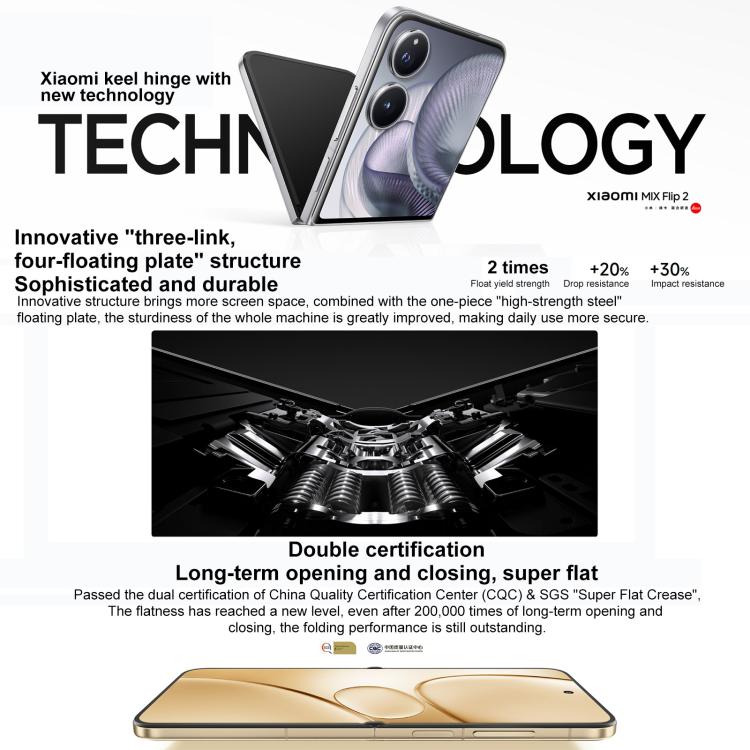 Xiaomi MIX Flip 2, 12GB+256GB, 6.86 inch + 4.01 inch Xiaomi HyperOS 2 Snapdragon 8 Elite Octa Core, NFC, Network: 5G, 12GB+256GB