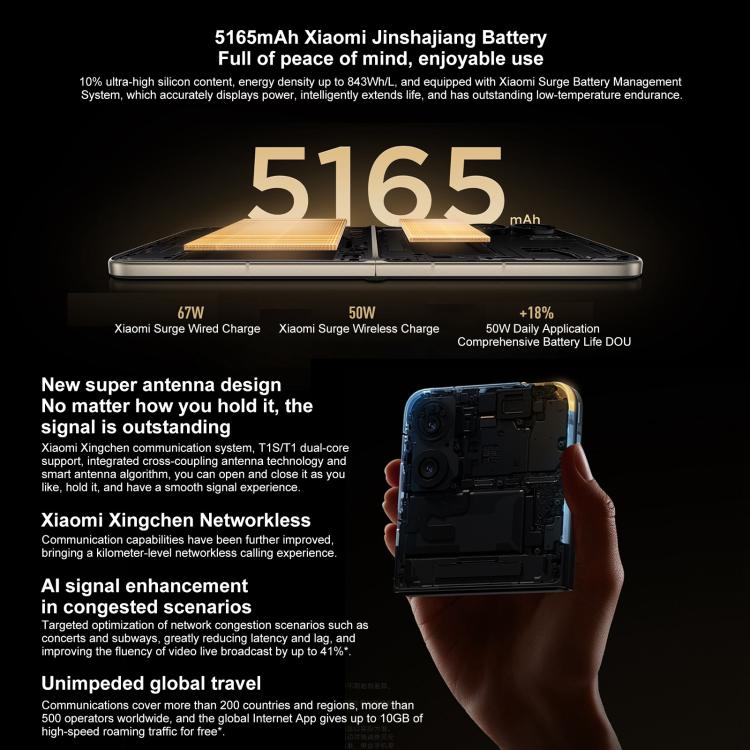 Xiaomi MIX Flip 2, 12GB+512GB, 6.86 inch + 4.01 inch Xiaomi HyperOS 2 Snapdragon 8 Elite Octa Core, NFC, Network: 5G, 12GB+512GB