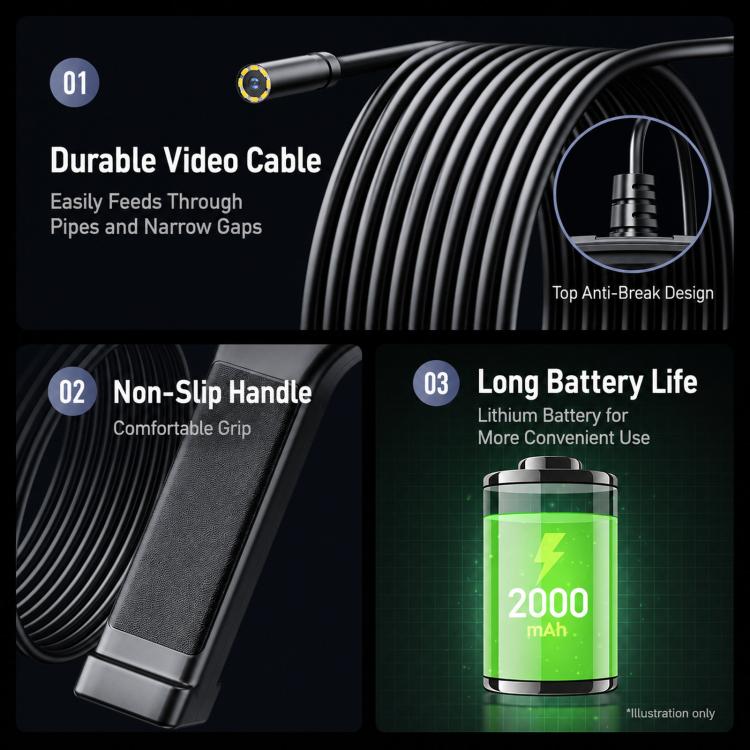 Endoscope Camera With 4.3 inch IPS HD Screen Borescope Camera HD1080P IP67 Waterproof Inspection Camera, NK008S 2m Cable Length 5.5mm Lens, NK008S 5m Cable Length 5.5mm Lens, NK008S 10m Cable Length 5.5mm Lens, NK008S 2m Cable Length 8mm Lens          ...
